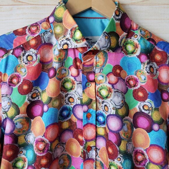 Claudio Lugli Medium 39-40 Colorful Circles Cotton Button Up Long Sleeve Shirt - Picture 3 of 13